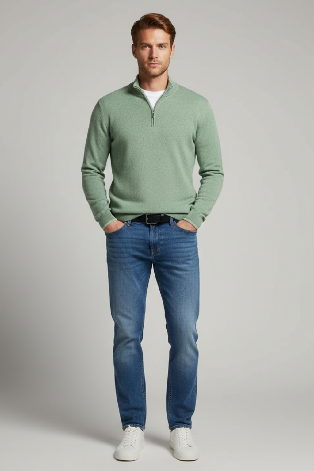 Mens V-Neck Sweater Merino Wool Soft Fit