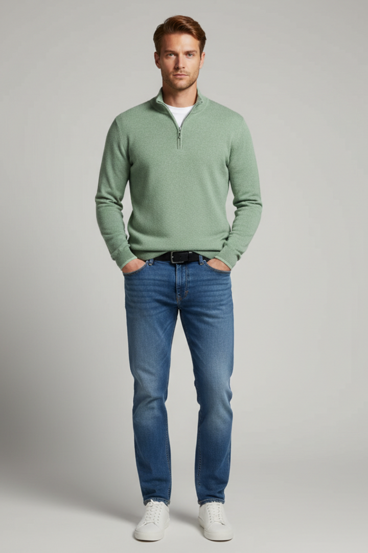 Mens V-Neck Sweater Merino Wool Soft Fit
