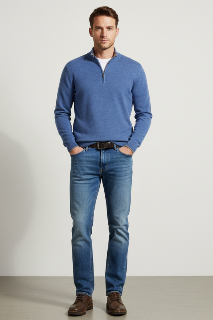 Mens V-Neck Sweater Merino Wool Soft Fit