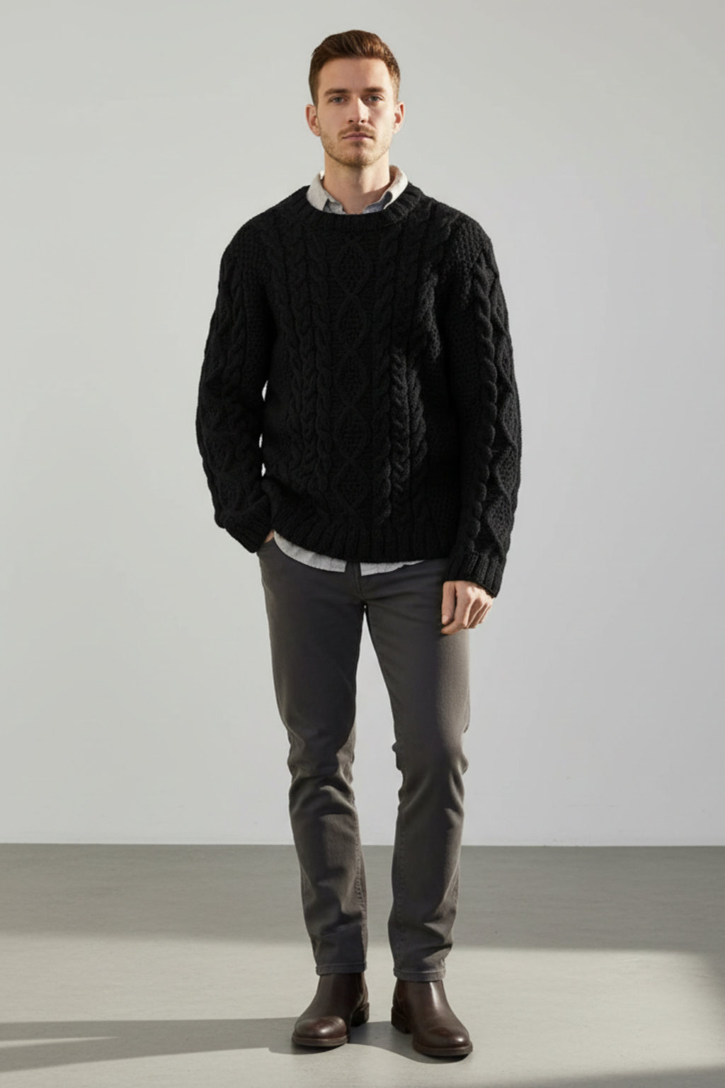Mens Oversized Cable Knit Sweater Chunky Fit - BritishMode
