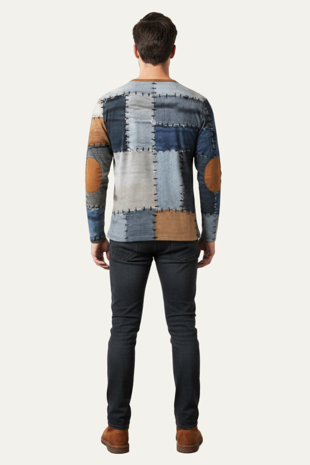 Mens Long Sleeve Henley Shirt Printed Design