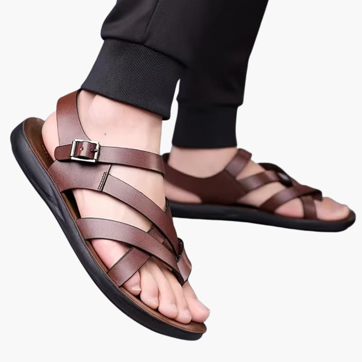 Mens Roman Sandals Slip-On Closure Round Toe Design
