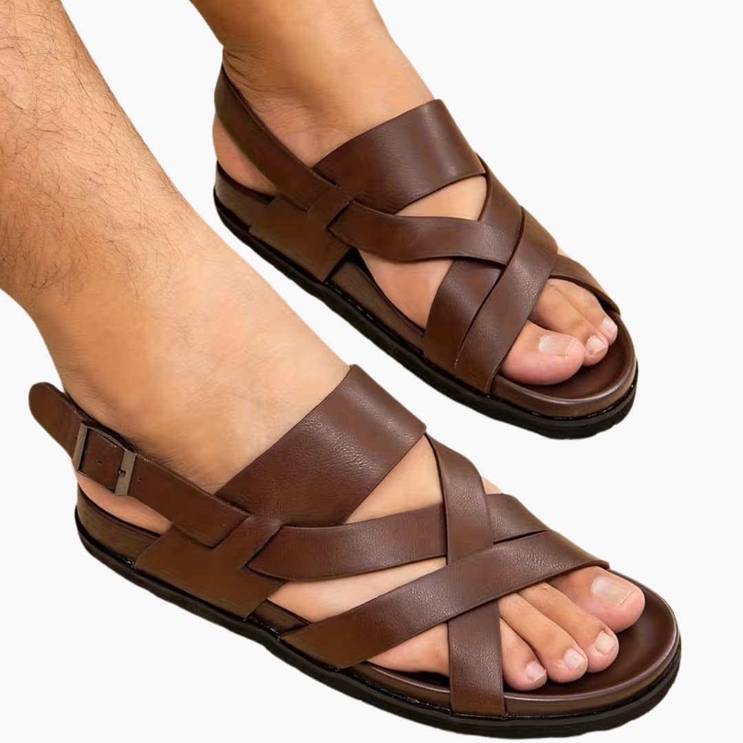 Mens Sandals Double-Layer Thick Sole Buckle Closure - BritishMode
