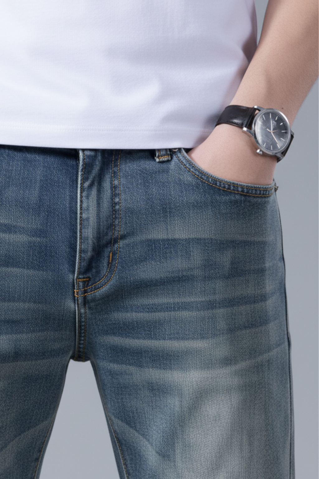 Mens Slim Fit Jeans Ankle Length