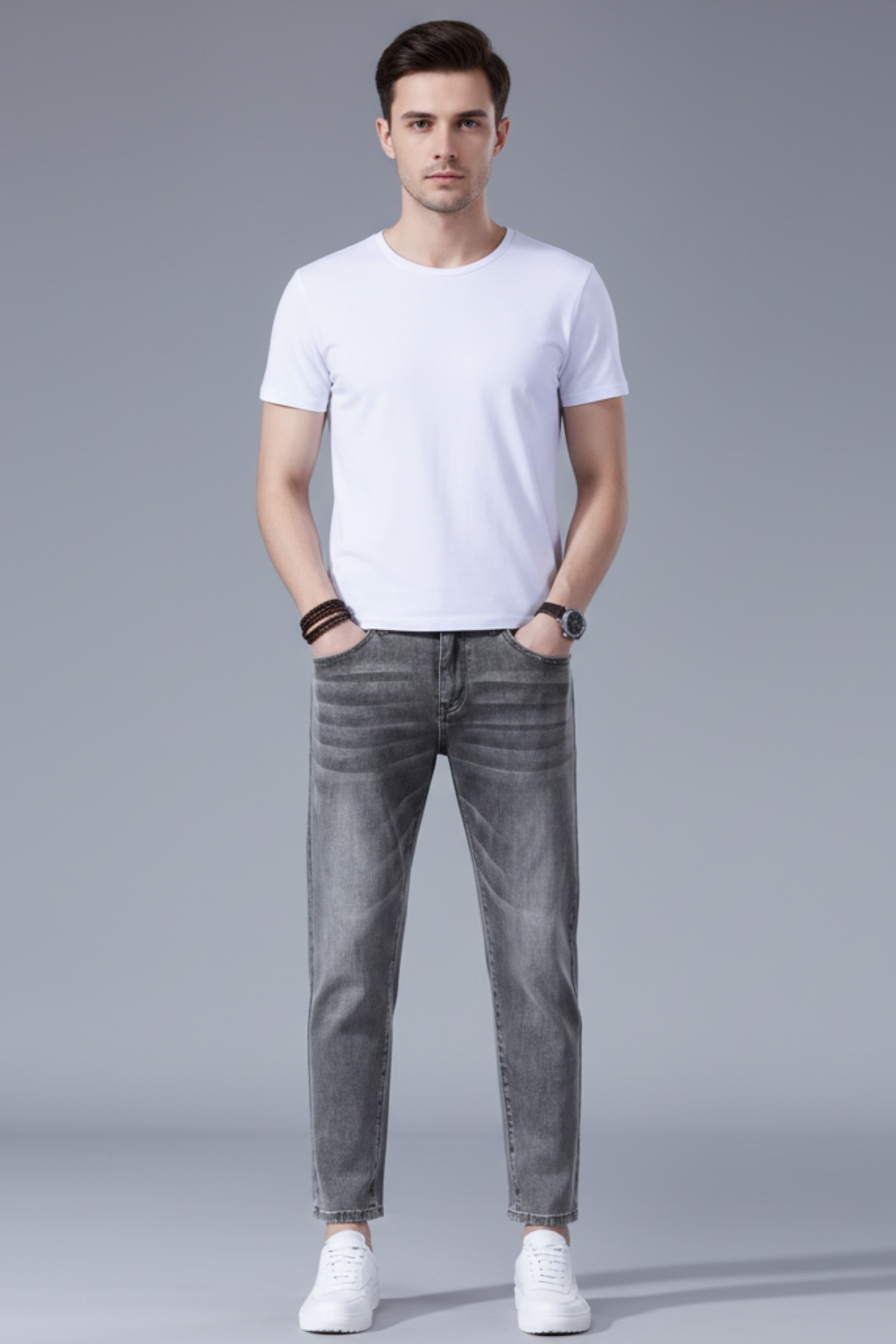 Mens Slim Fit Jeans Ankle Length