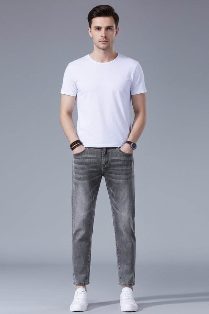 Mens Slim Fit Jeans Ankle Length