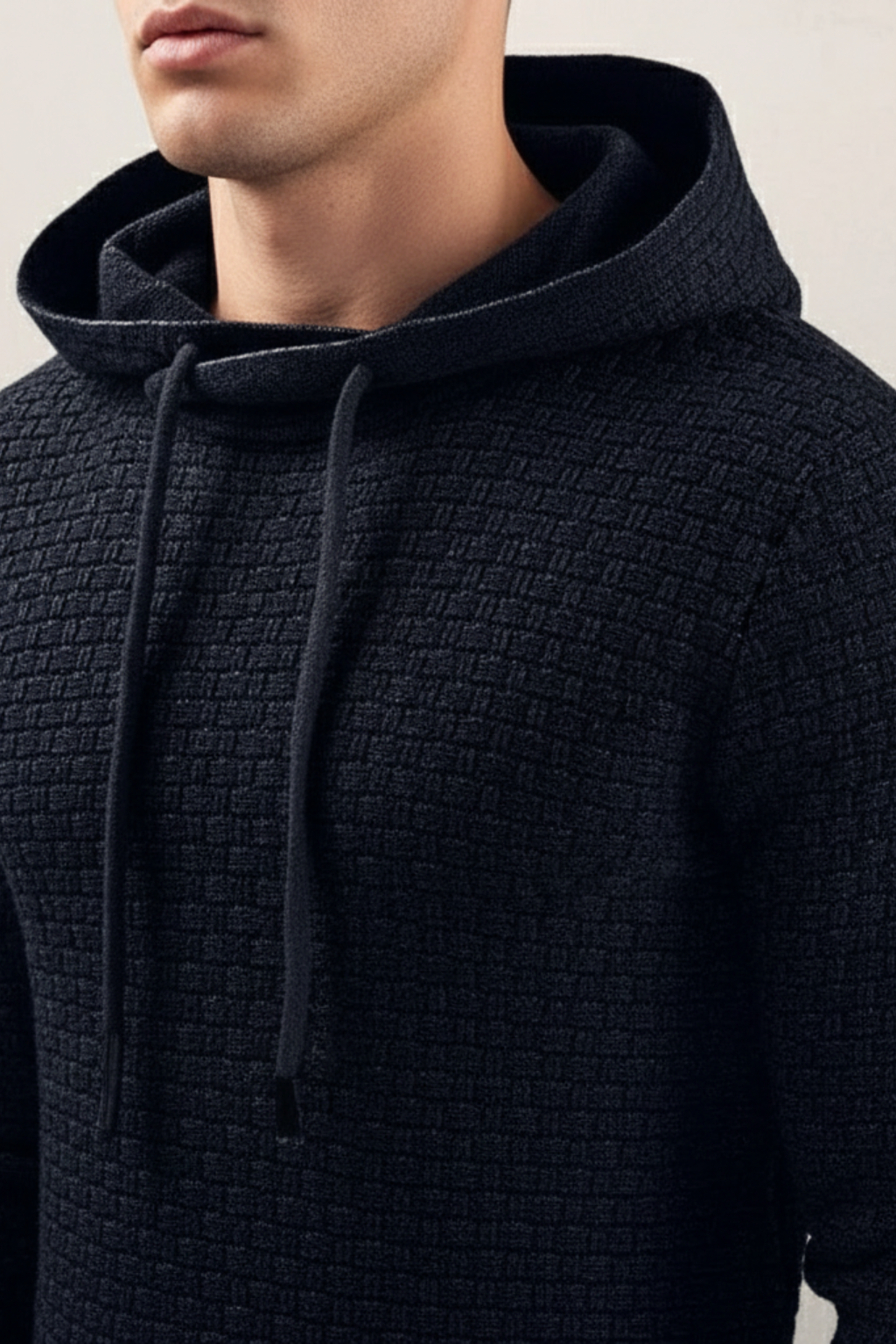 Mens Hooded Sweater Fine Knit Classic Fit