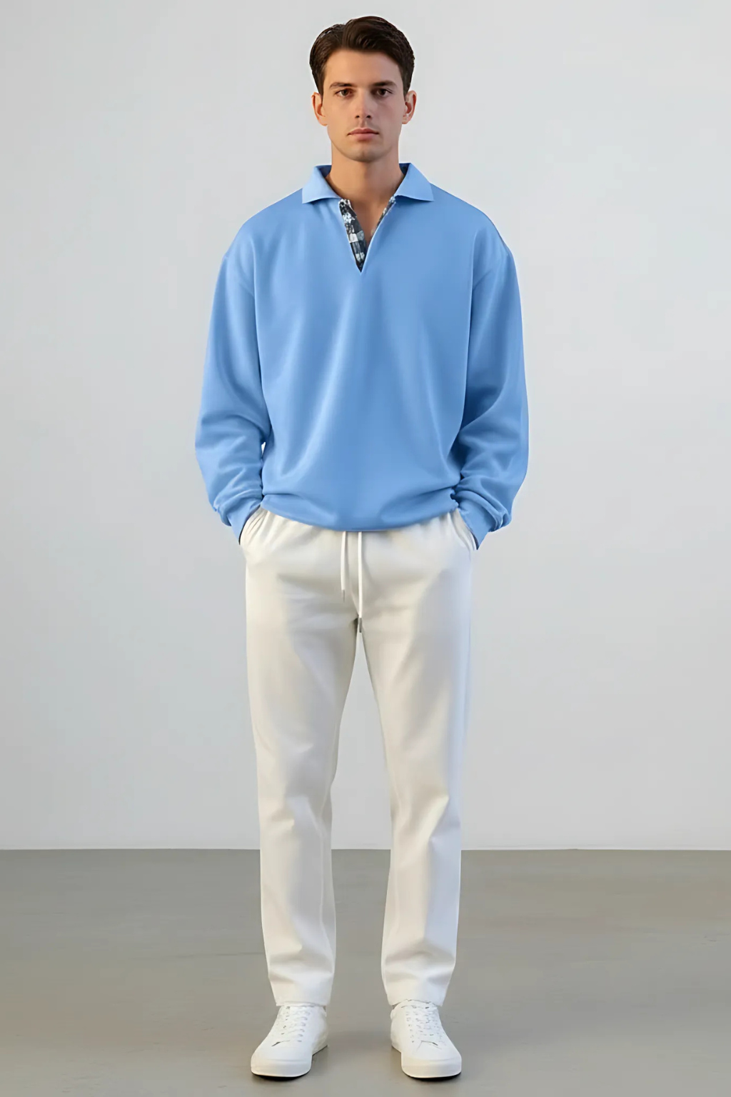 Mens Sweatshirt V-Neck Cotton Blend Regular Fit - BritishMode