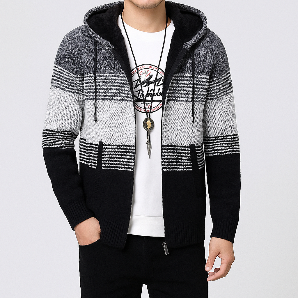 Mens Hooded Zip Sweater Warm Fit