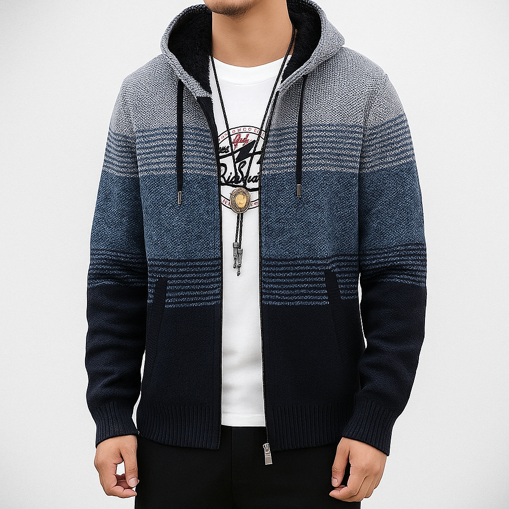 Mens Hooded Zip Sweater Warm Fit