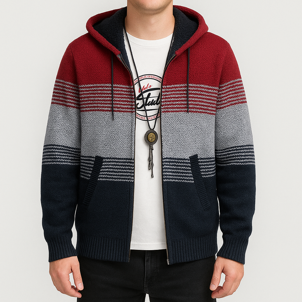 Mens Hooded Zip Sweater Warm Fit