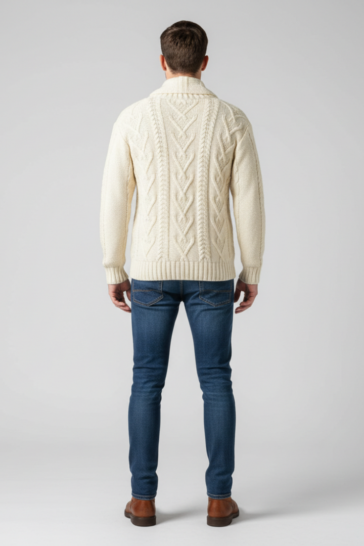 Mens Cable Knit Sweater Wool Blend Regular Fit