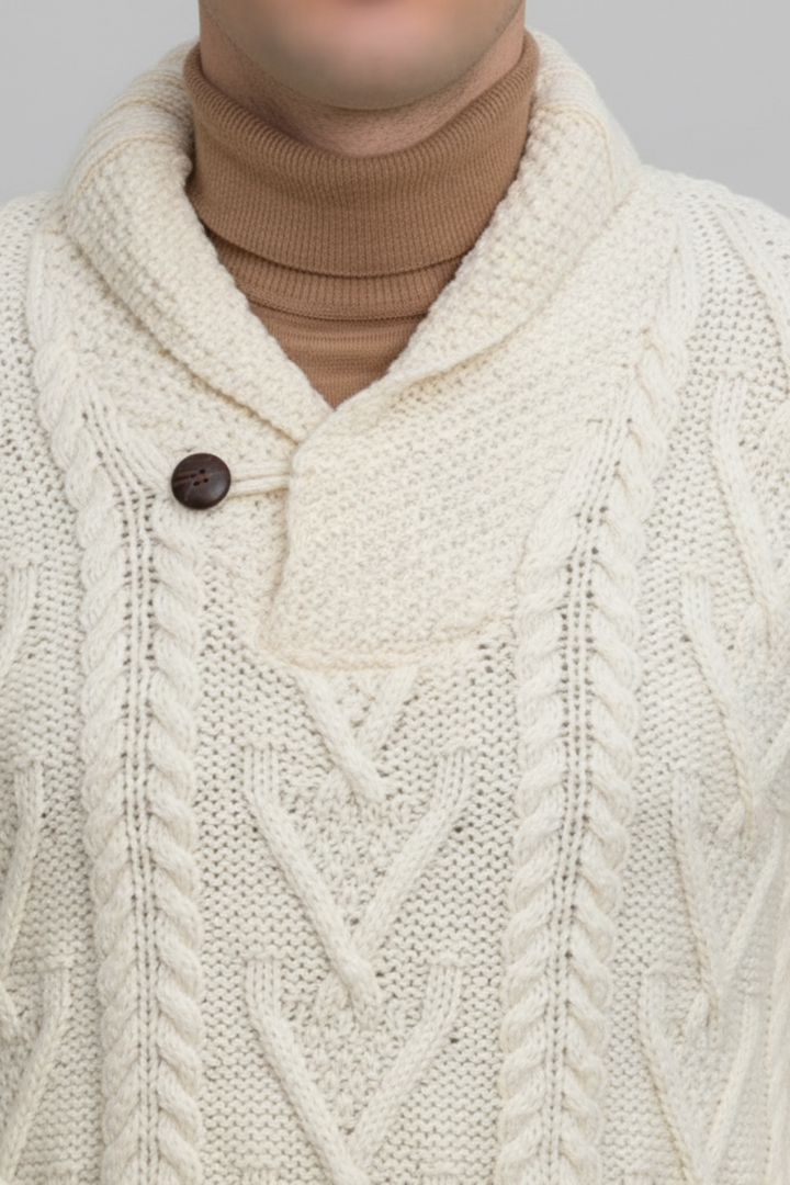 Mens Cable Knit Sweater Wool Blend Regular Fit