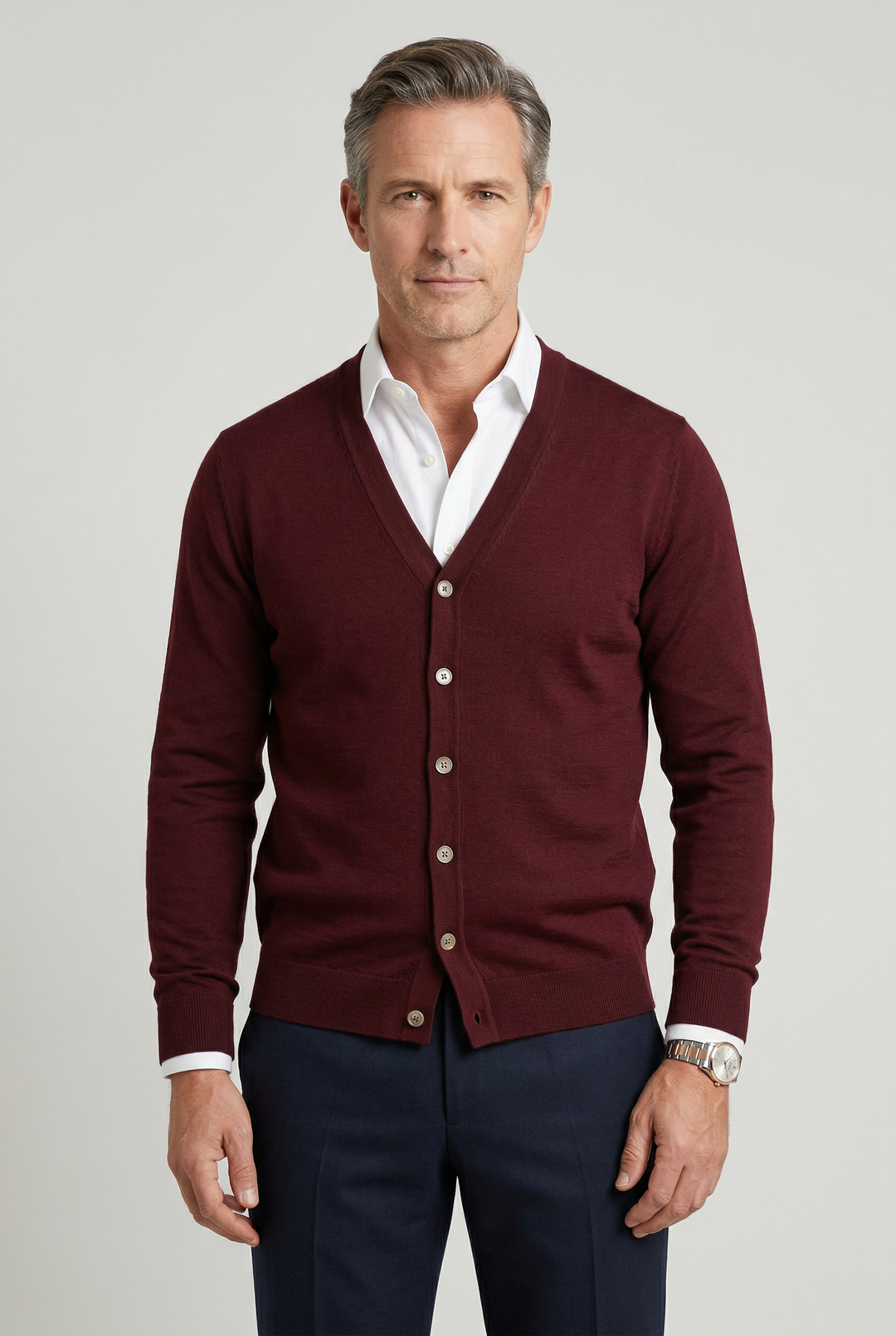 Mens Cardigan Knitwear Button Front V-Neck - BritishMode