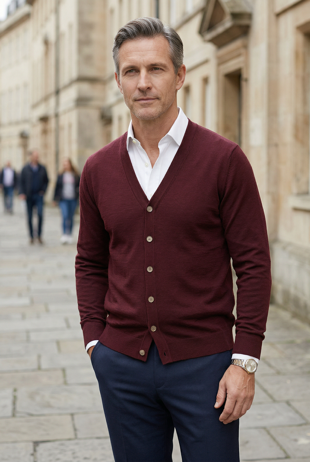 Mens Cardigan Knitwear Button Front V-Neck