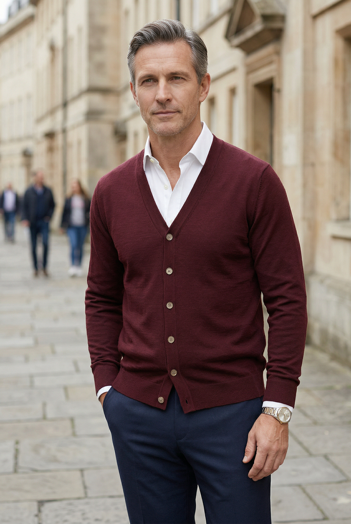 Mens Cardigan Knitwear Button Front V-Neck