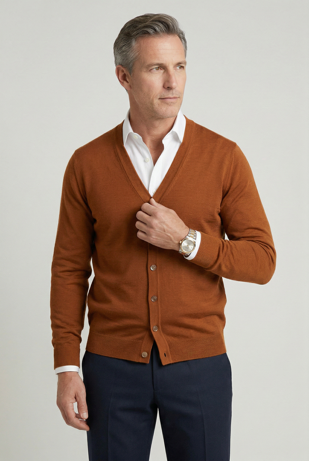 Mens Cardigan Knitwear Button Front V-Neck