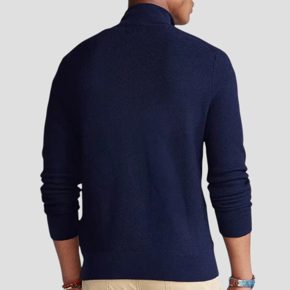 Mens Zip-Up Cardigan Textured Knit