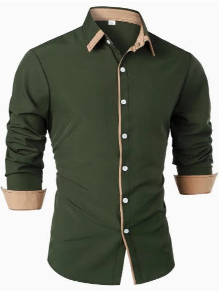 Mens Casual Button-Down Shirt Classic Fit Cotton