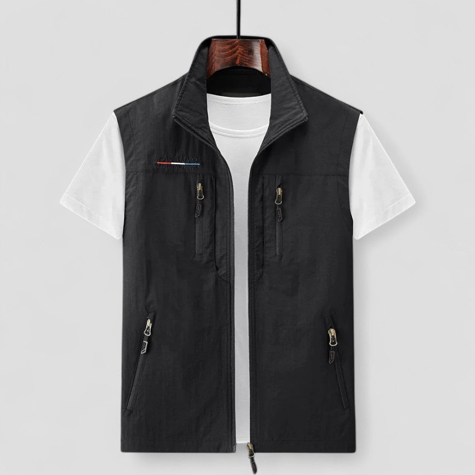 Mens Sleeveless Vest with Zipper Pockets Casual Fit - BritishMode