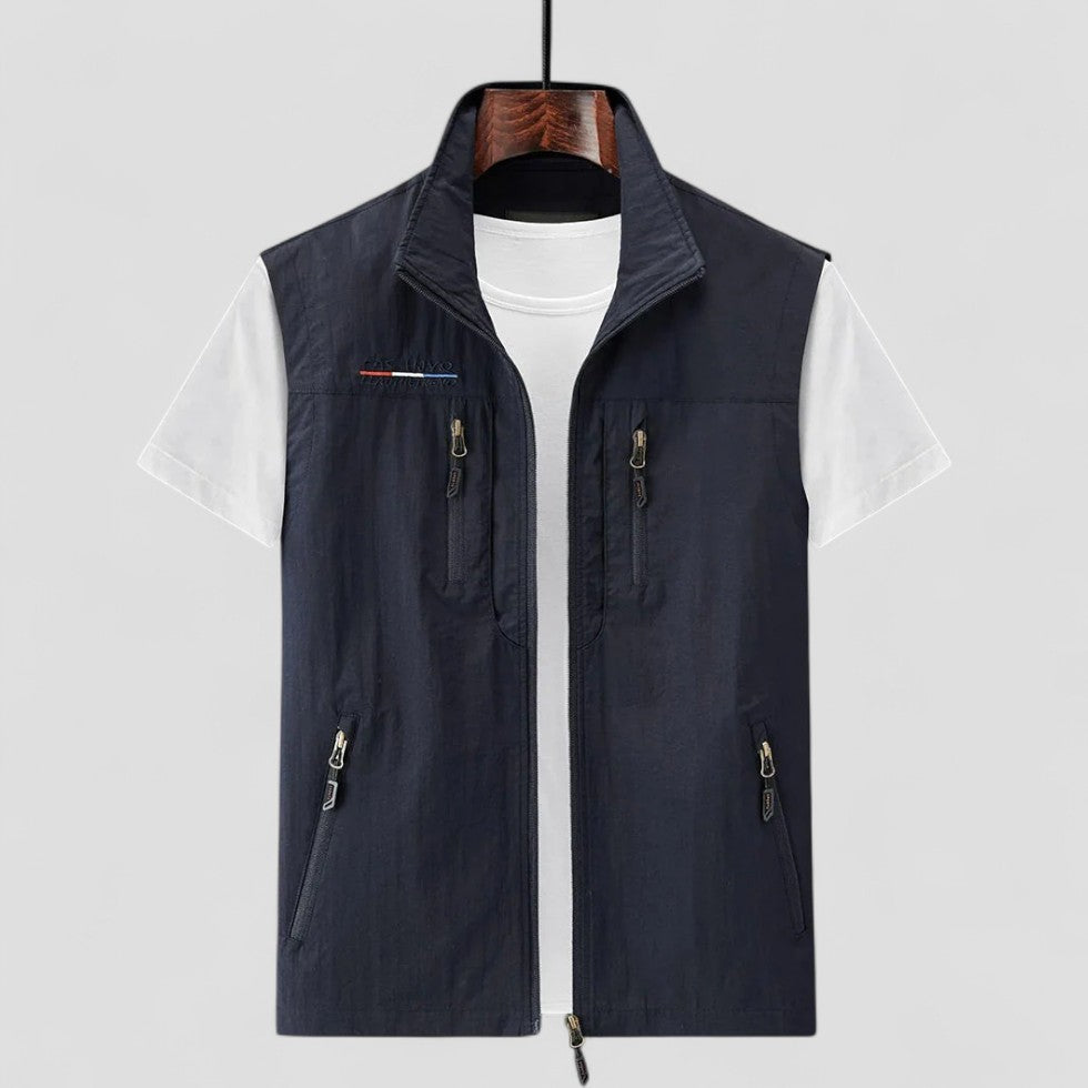 Mens Sleeveless Vest with Zipper Pockets Casual Fit