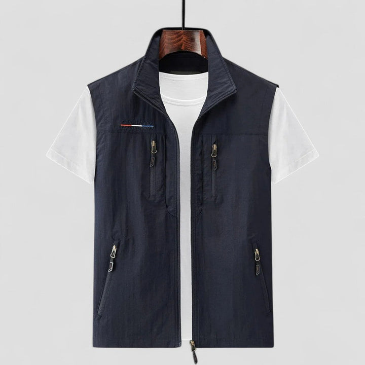 Mens Sleeveless Vest with Zipper Pockets Casual Fit
