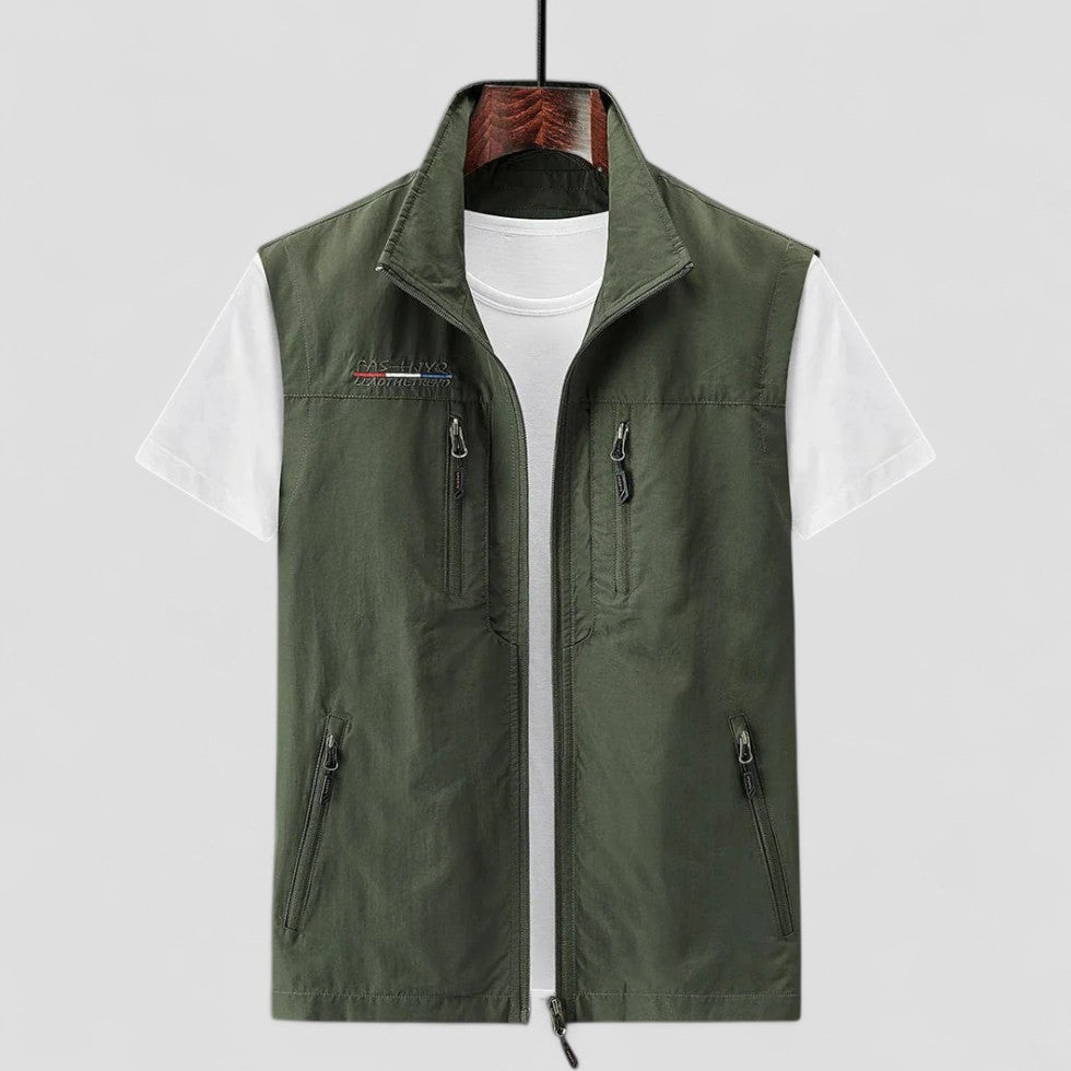 Mens Sleeveless Vest with Zipper Pockets Casual Fit
