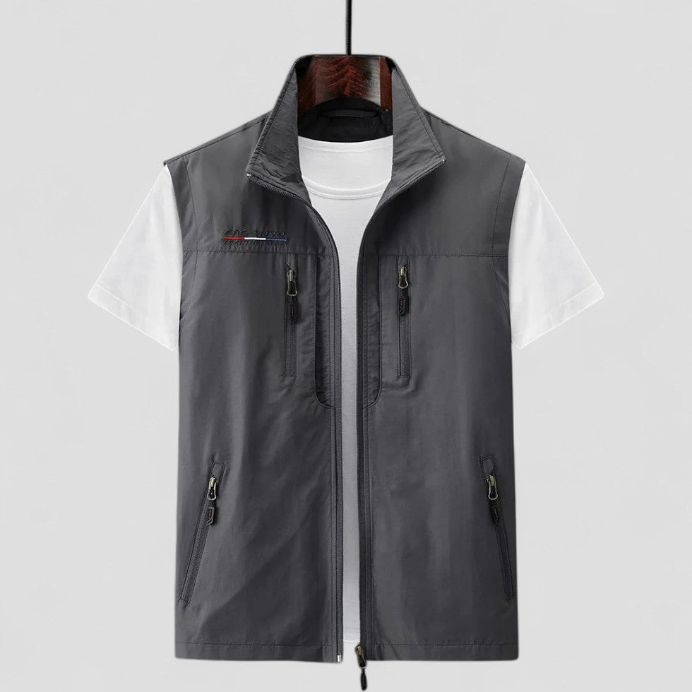 Mens Sleeveless Vest with Zipper Pockets Casual Fit