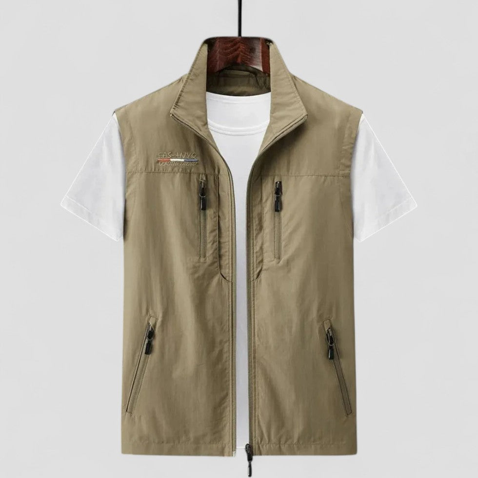 Mens Sleeveless Vest with Zipper Pockets Casual Fit