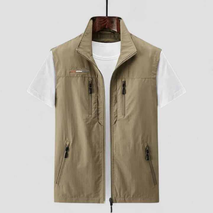 Mens Sleeveless Vest with Zipper Pockets Casual Fit