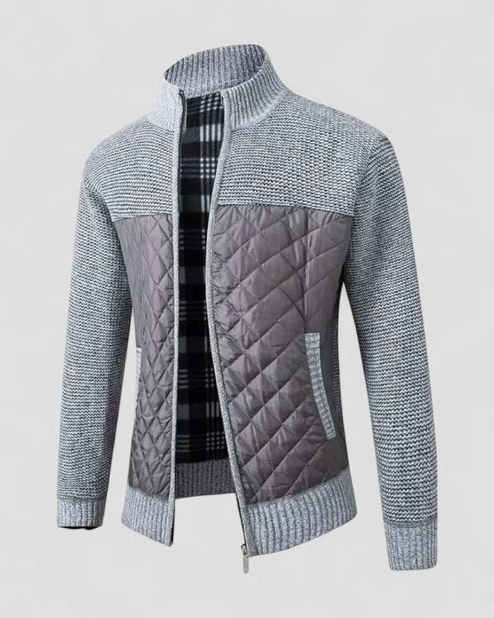Mens Quilted Knit Jacket Diamond Pattern Regular Fit