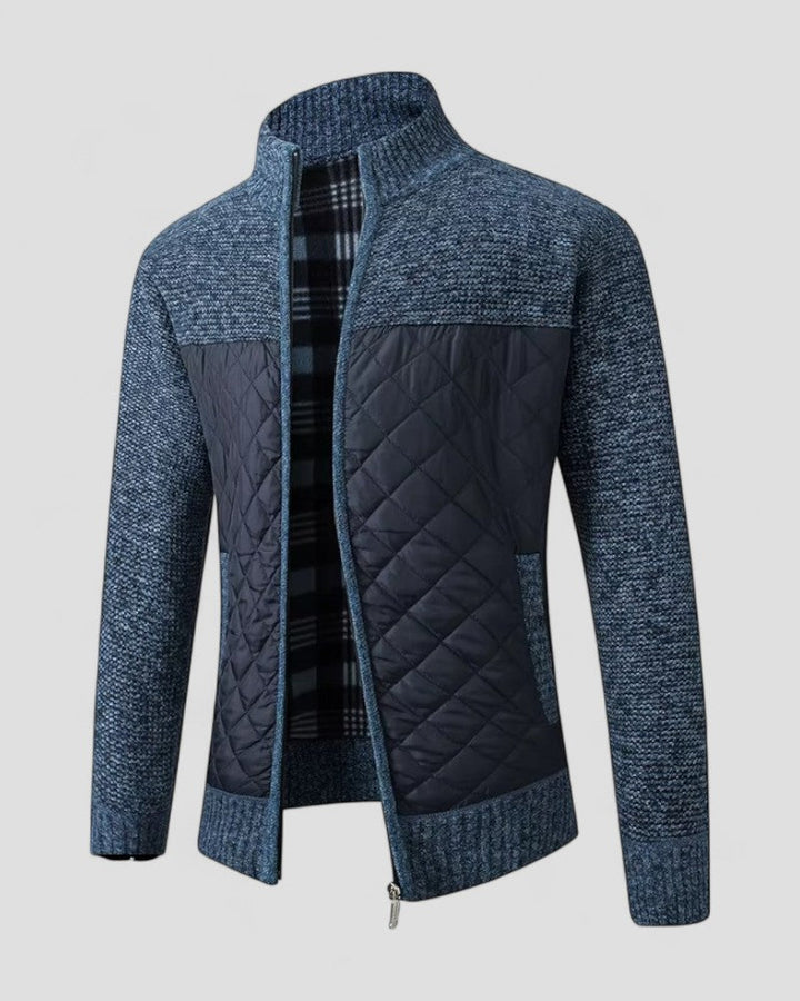 Mens Quilted Knit Jacket Diamond Pattern Regular Fit