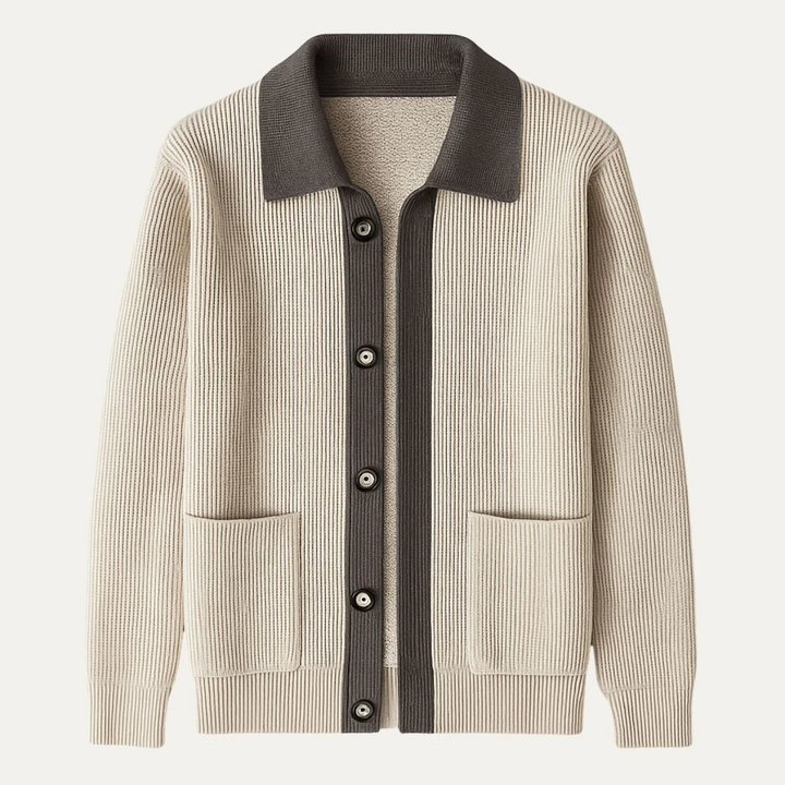 Mens Cotton Knit Cardigan Button Up with Pockets