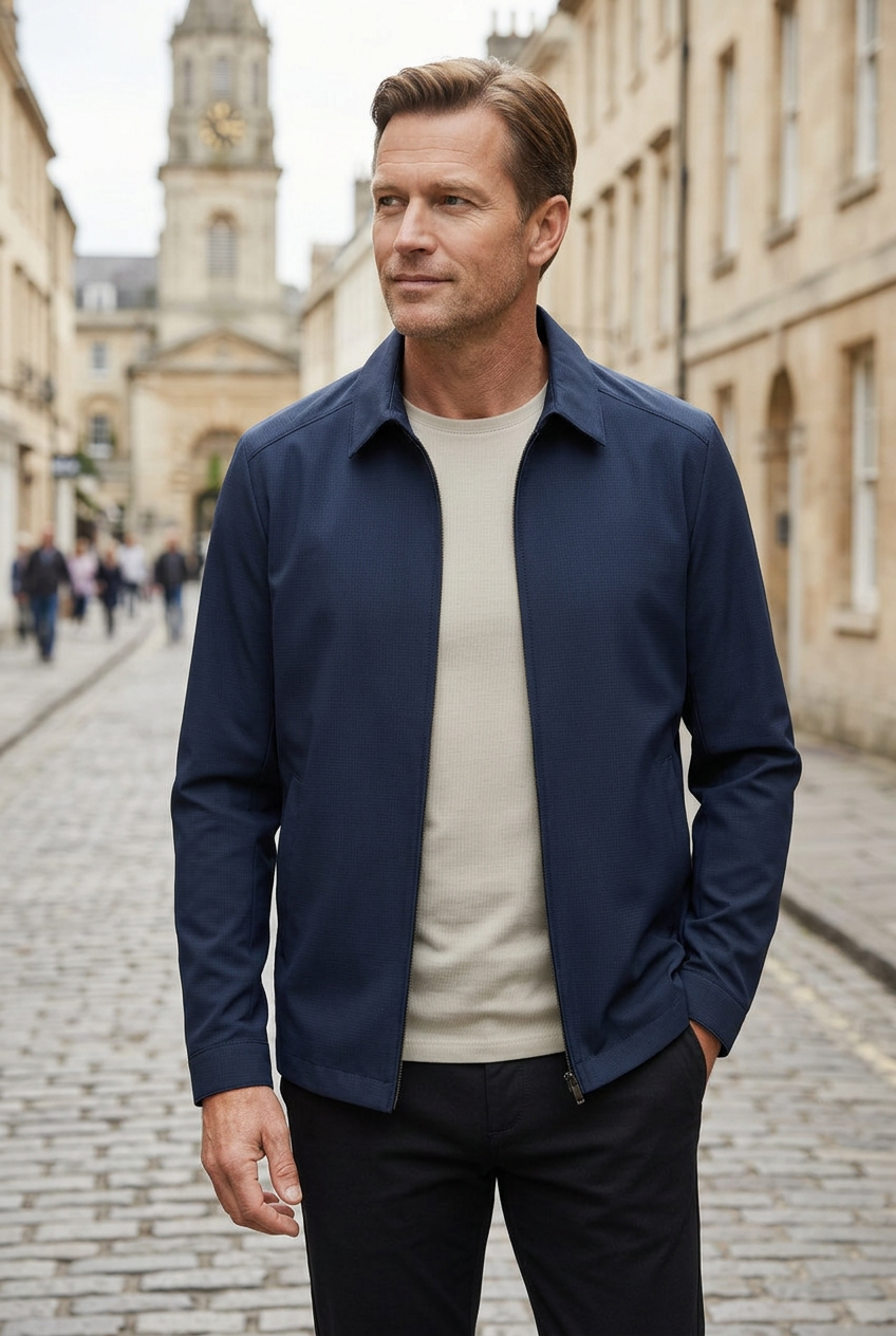 Mens Harrington Jacket Lightweight Zip-Up Collar