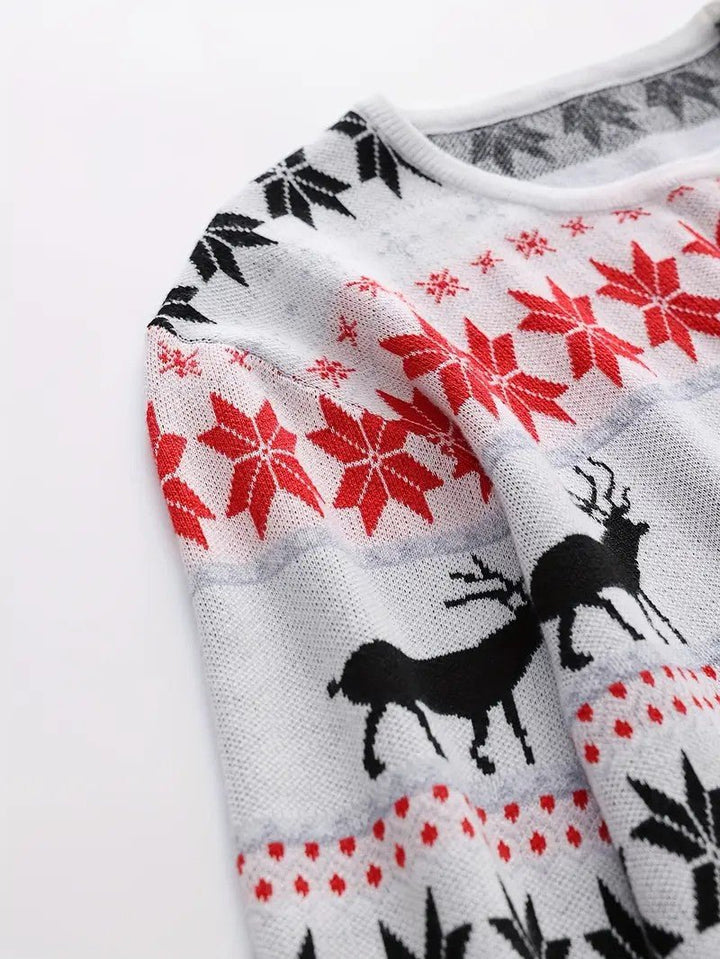 Mens Knit Sweater Fair Isle Pattern Crewneck