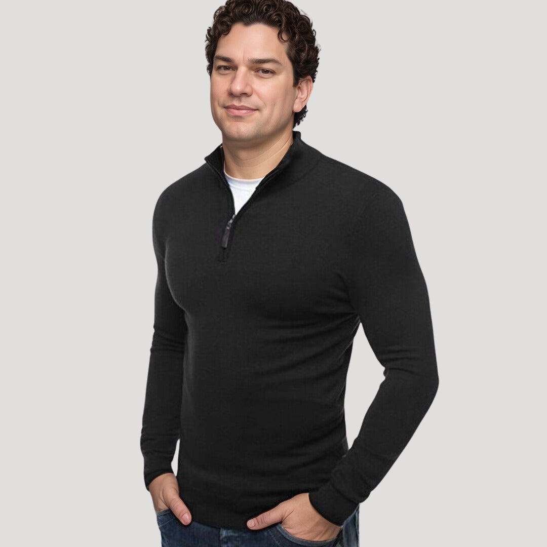 Mens Lightweight Pullover Sweater Half-Zip - BritishMode