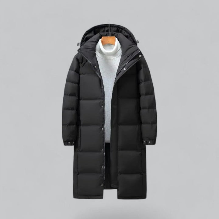 Mens Quilted Puffer Parka Long Hooded Style