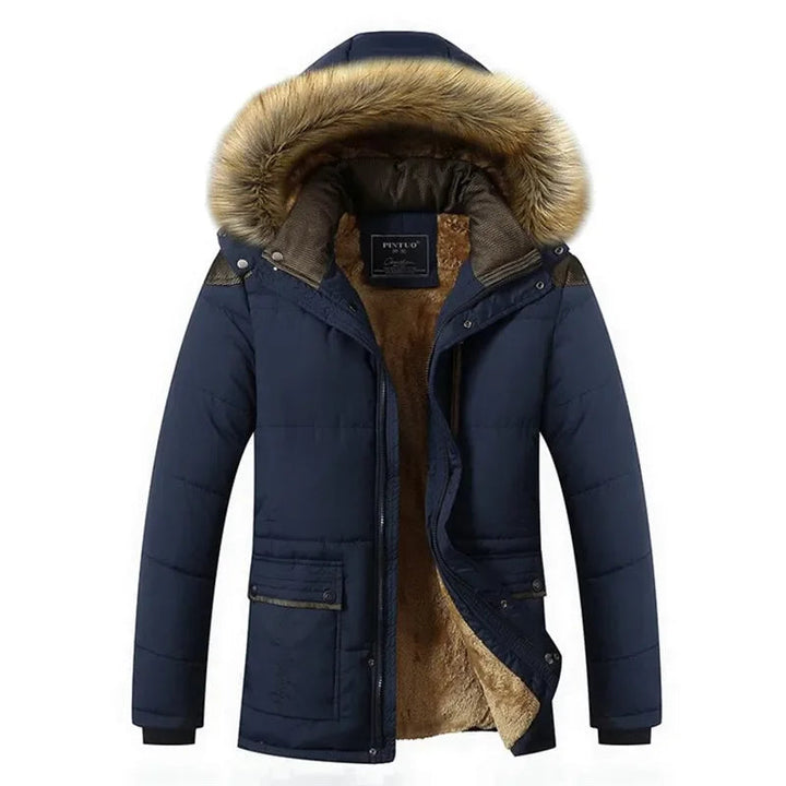 Mens Long Parka Jacket with Plush Hood - BritishMode