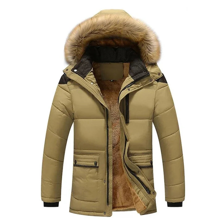 Mens Long Parka Jacket with Plush Hood