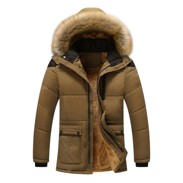 Mens Long Parka Jacket with Plush Hood