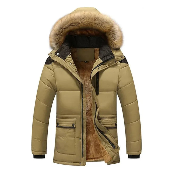 Mens Long Parka Jacket with Plush Hood