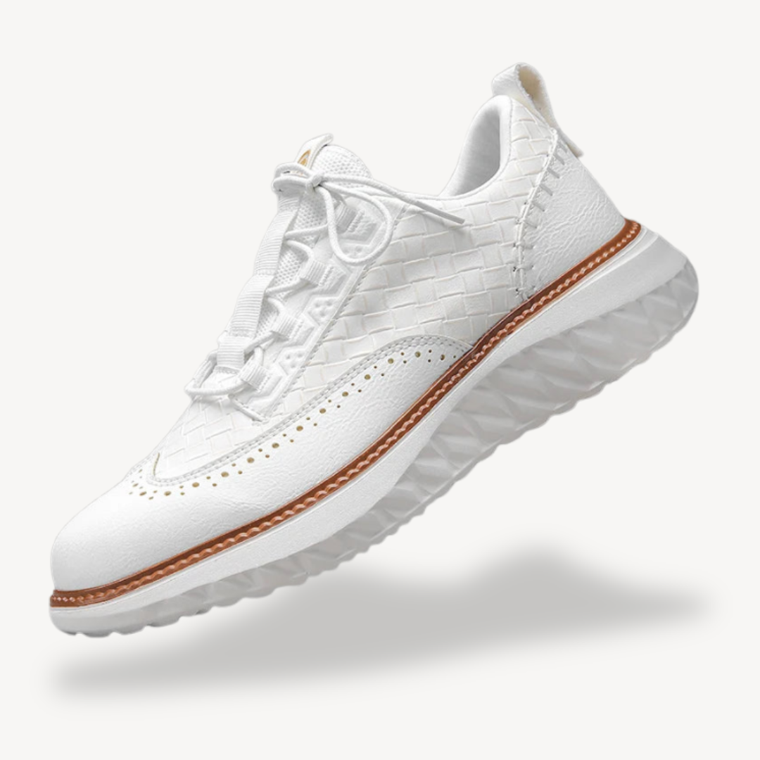 Mens Leather Sneakers Lightweight Mesh Upper - BritishMode