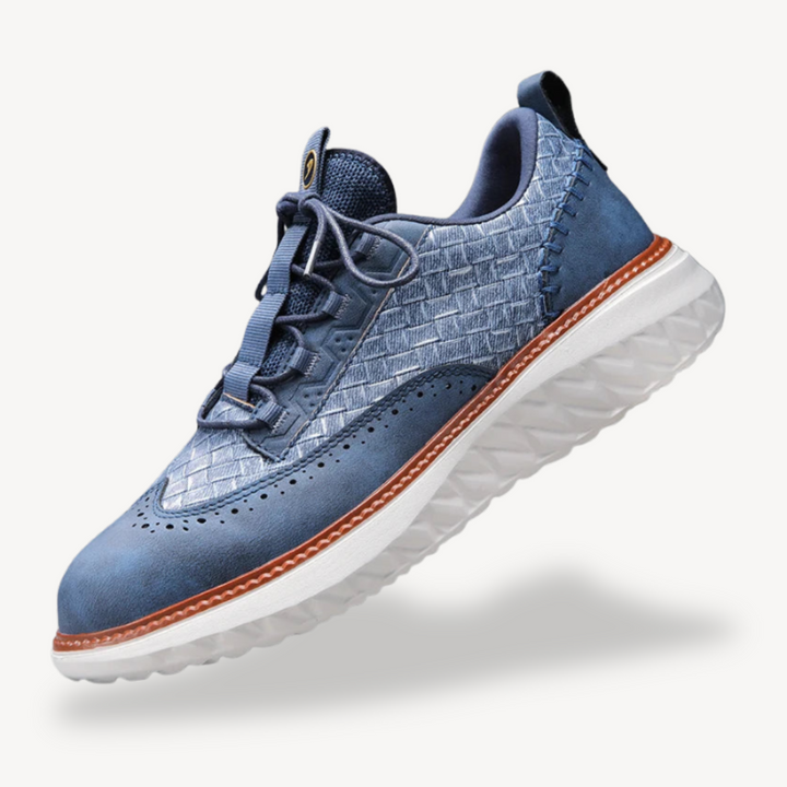 Mens Leather Sneakers Lightweight Mesh Upper