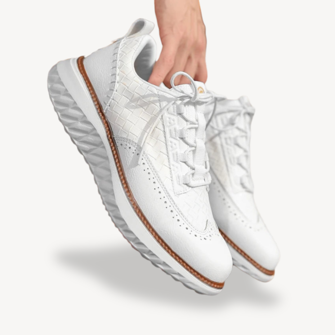 Mens Leather Sneakers Lightweight Mesh Upper