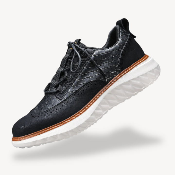 Mens Leather Sneakers Lightweight Mesh Upper