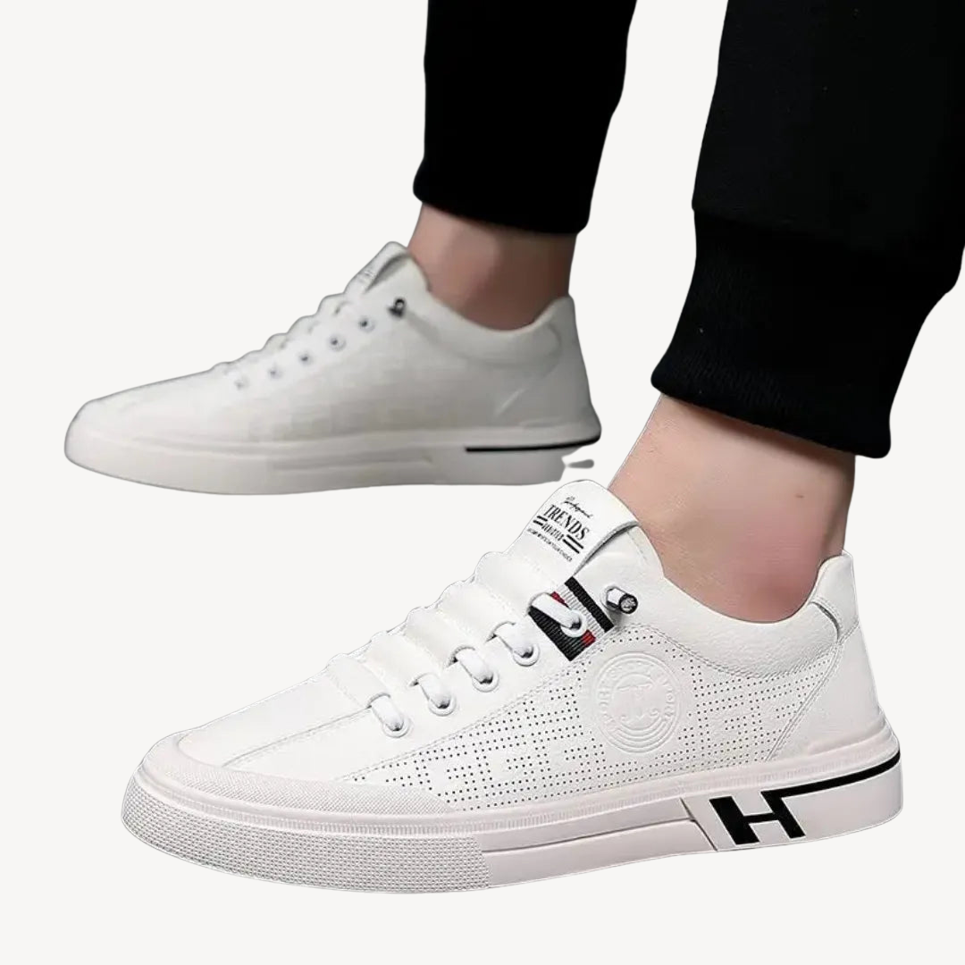 Mens Leather Slip-On Sneakers Breathable
