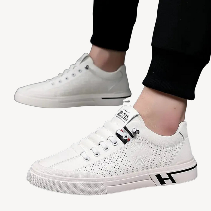 Mens Leather Slip-On Sneakers Breathable