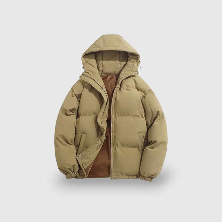 Mens Puffer Jacket with Hood Insulated Warm Fit