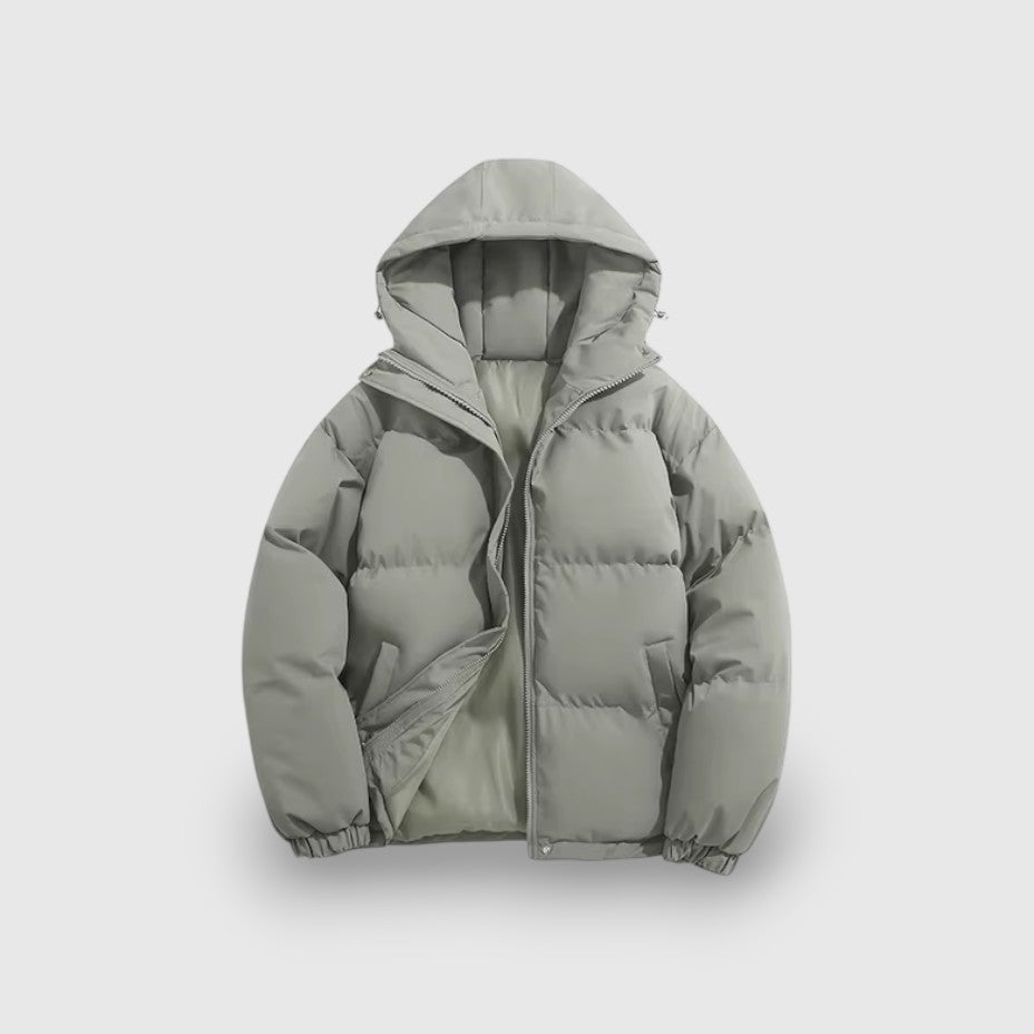 Mens Puffer Jacket with Hood Insulated Warm Fit