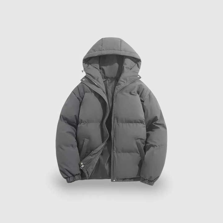 Mens Puffer Jacket with Hood Insulated Warm Fit